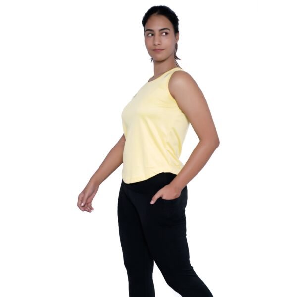 Yellow Color Sleeveless T Shirt - Image 2